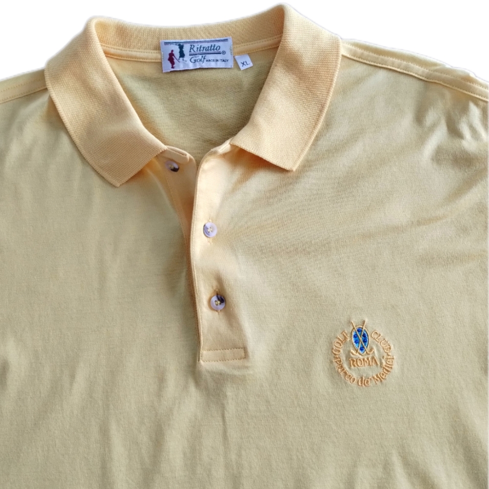 Vintage Ritratto Golf Roma Italy Yellow Polo Men's XL Golf Club - Picture 4 of 7